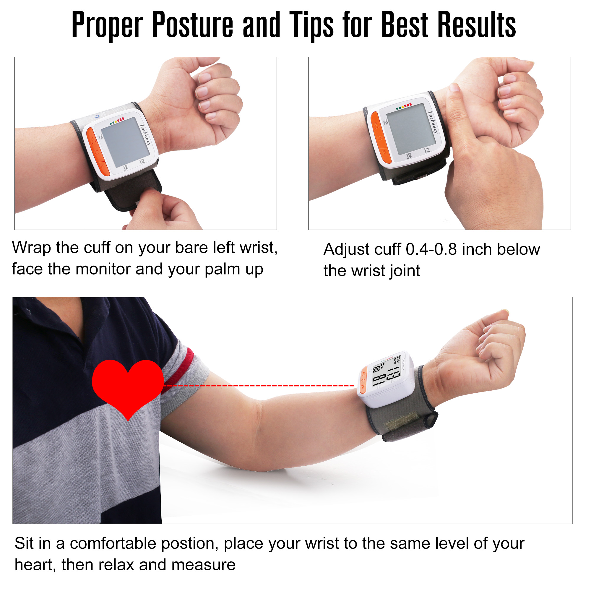 wrist   automatic   pressure machine wrist adjustable cuff 5 3 8 5 2   120 memory home bp gauge for irregular heartbeat detection Product details 7