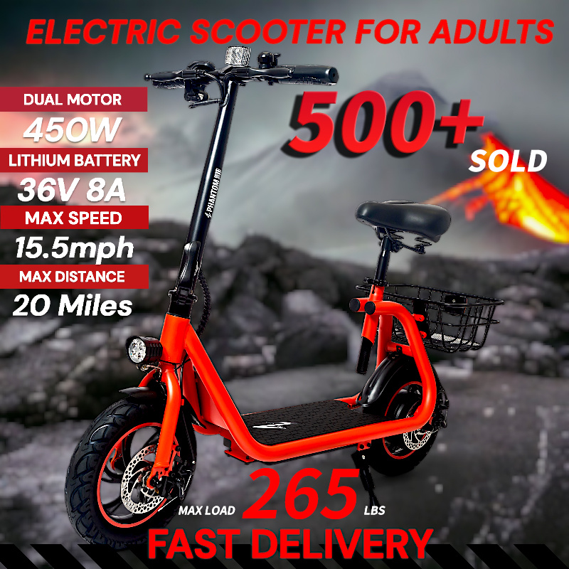 

Phantomgogo R1 For Adults – Aluminum , , & Portable& , , 36v, 20 Max Long , 15mph Max , 265lbs – E-mopeds For Adults In Red, , , And