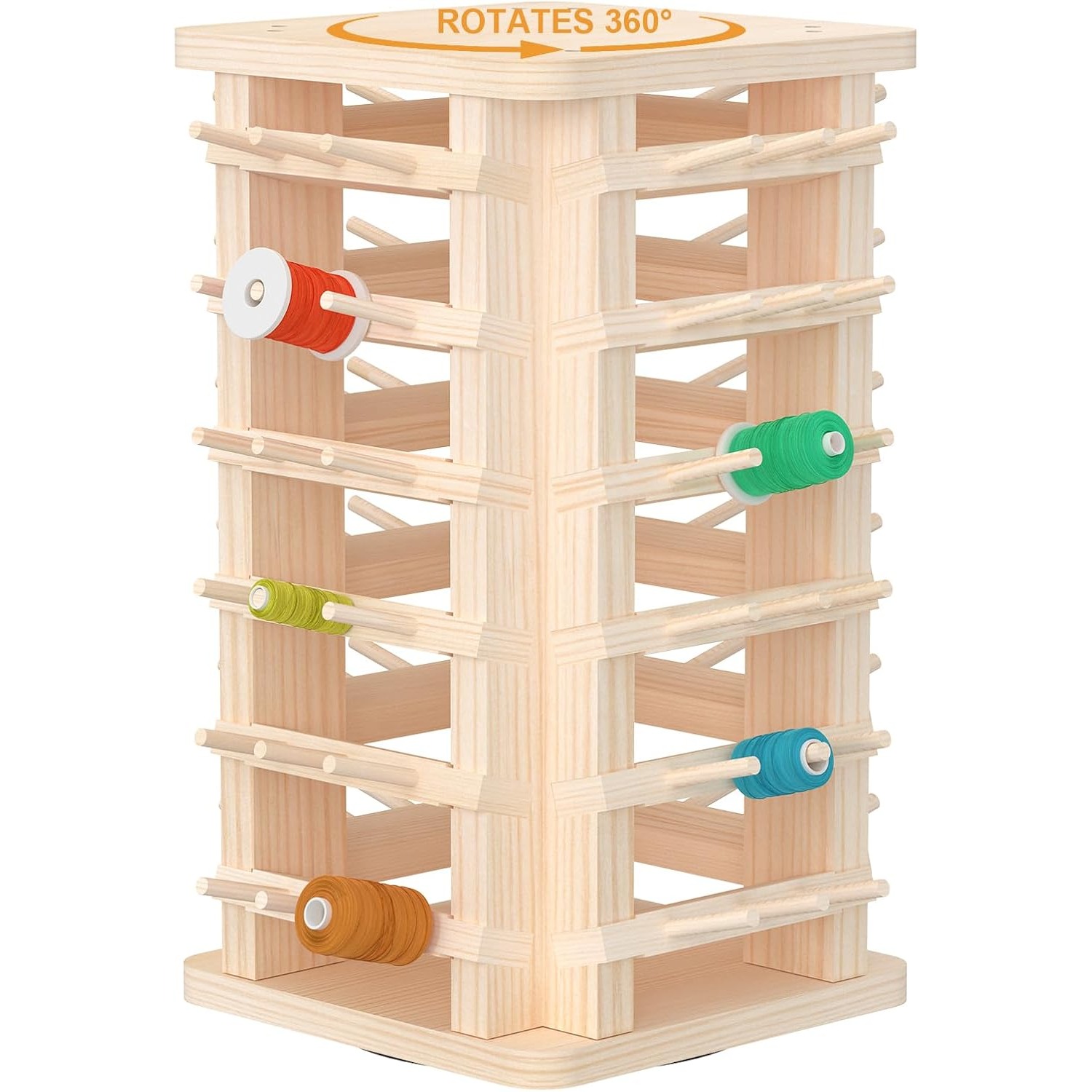 

360 Rotating Thread Holder Wooden 72 Spools Thread Rack Embroidery Thread Organizer For Spools Of Thread Wood Sewing Spool Holder For Quilting