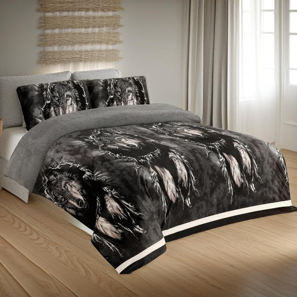 

Wolf-themed King Comforter Set - 3-piece Soft Polyester Reversible Bedding Set With Plush Comforter And 2 Pillow Shams, Luxurious & Hypoallergenic Bedroom Decor