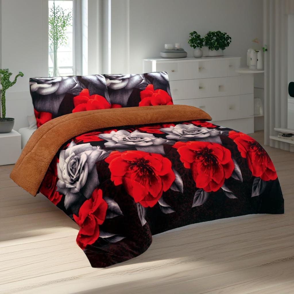 

Elegant Floral King Comforter Set - 3 Pieces, Soft Microfiber, Reversible Design