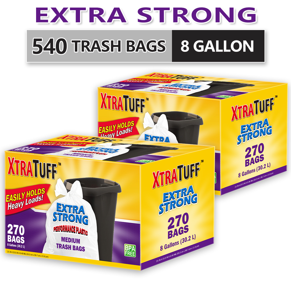 

540 Bags 8 Gallon 2 Box Plastic Disposable Garbage Bags-super Strong, Leak-resistant, Odor-proof For Bedroom, Kitchen, Living Room, Outdoor, And Toilet Use - And Sanitary Waste Solution