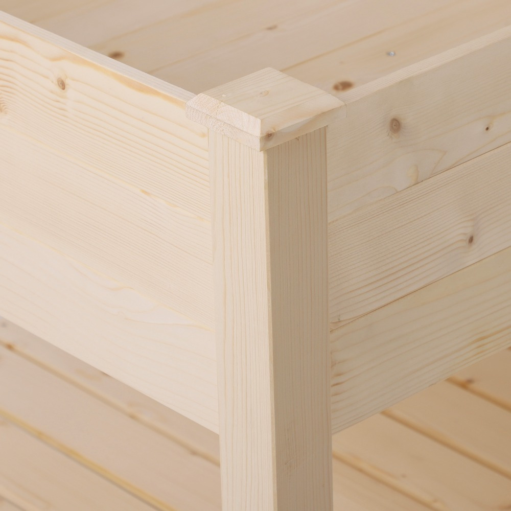 36 X 36 Raised Garden Bed With Storage Shelf, 2 Tiers Elevated Wooden