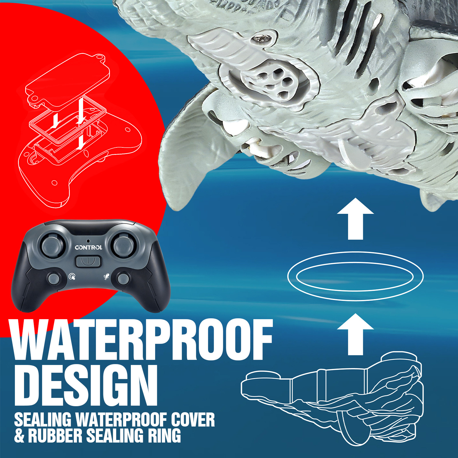 RC robot Dinosaur Mosasaurus Swim Like A Real Mosasaurus Remote Control Swimming in Water or Pool with Spray Water Easy to Operate Great Gift for Kids