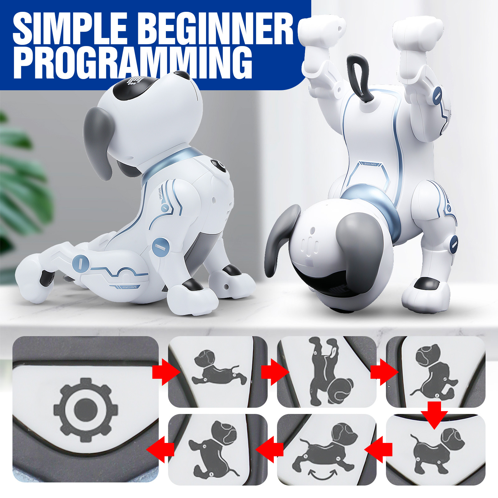 RC Robot Dog for Kids Remote Control Stunt Dog with Interactive Intelligent Robo Smart Dog for Kids can Sing Dance and Programming Great Christmas New Year Gift for Children