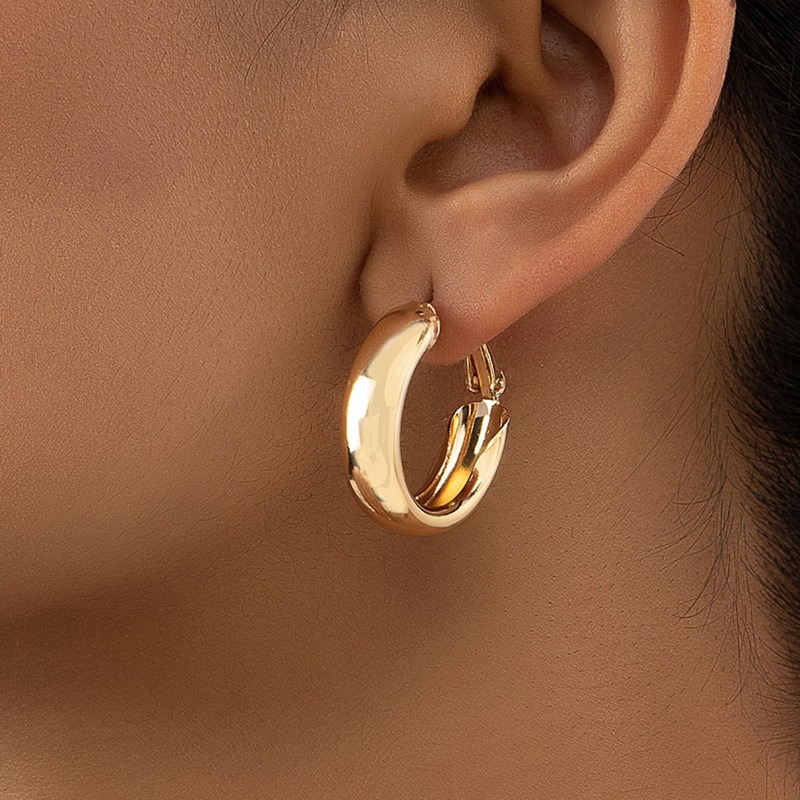 

S925 Simple Glossy Hoop Earrings Iron Jewelry Vintage Elegant Style Women Daily Party Earrings