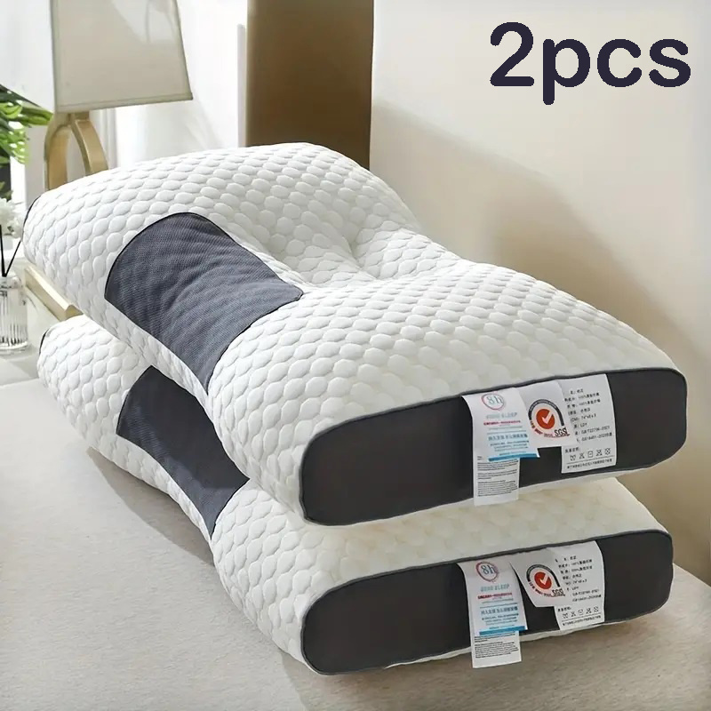 

2pcs Soft Knitted Neck Pillow - Neck Support, Non-collapse High Pillow For All , Adjustable Ergonomic Orthopedic Contour Support, High Quality Pillow , For