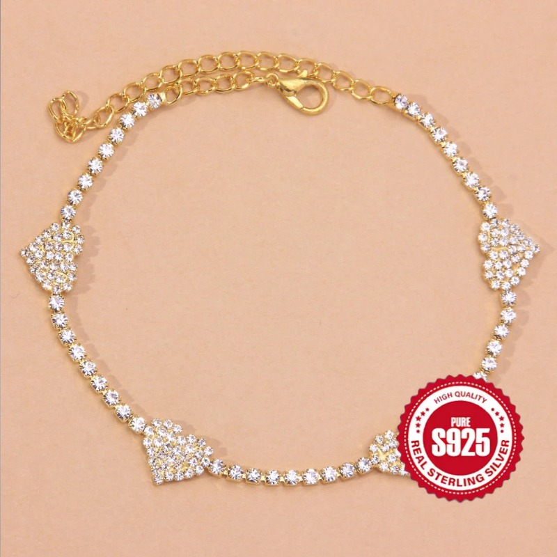 

925 Sterling Claw Chain Bracelet Set Sparkly Artificial Zircon Anklet Jewelry Stylish And Elegant Style