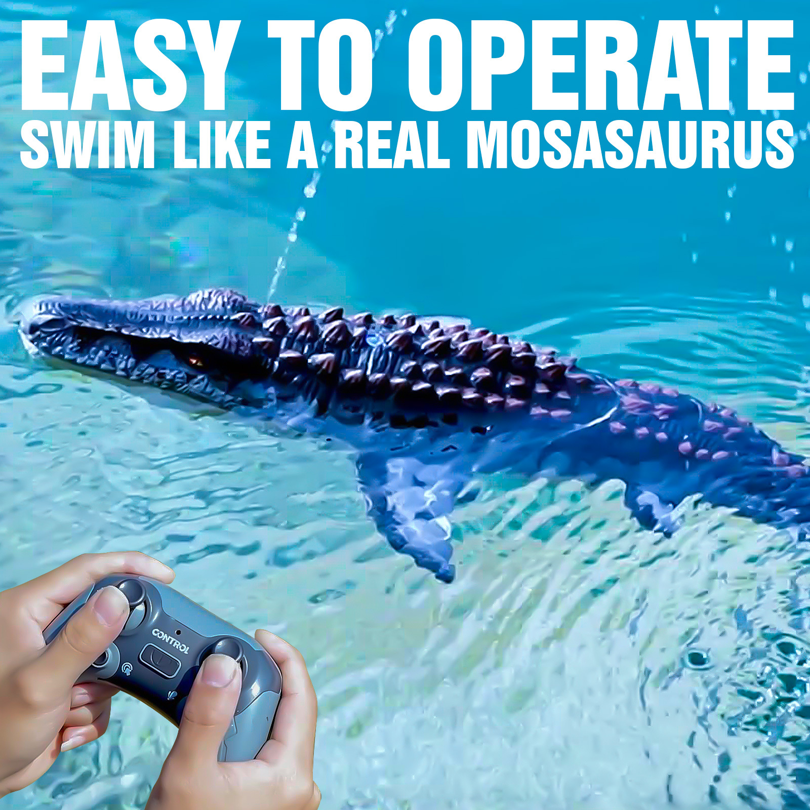 RC robot Dinosaur Mosasaurus Swim Like A Real Mosasaurus Remote Control Swimming in Water or Pool with Spray Water Easy to Operate Great Gift for Kids