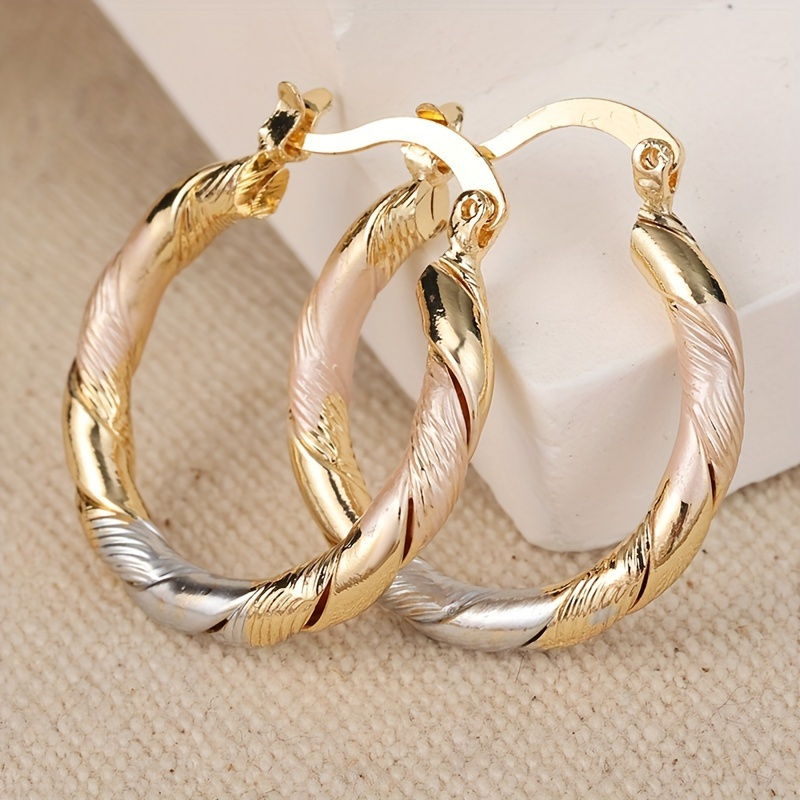 

S925 Hoop Earrings, Vintage And Bohemian Style Twisted Pattern Creole, Casual Costume Jewelry For Weddings And Parties, Birthday Gift For Women