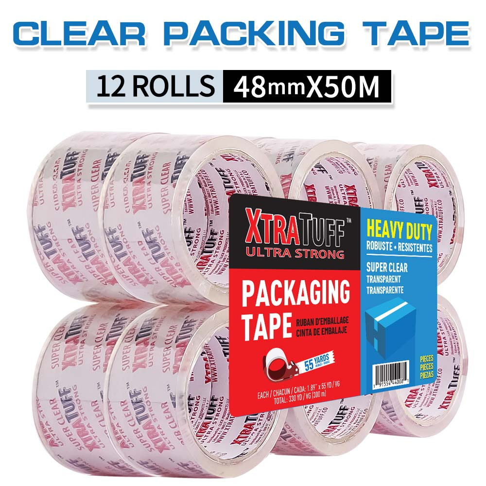 

12rolls Packing Tape - Aa (acrylic Acid) Material, , Refill For Packaging And Shipping - 1.89” X 55 Yd/roll（48mm*50m）,transparent