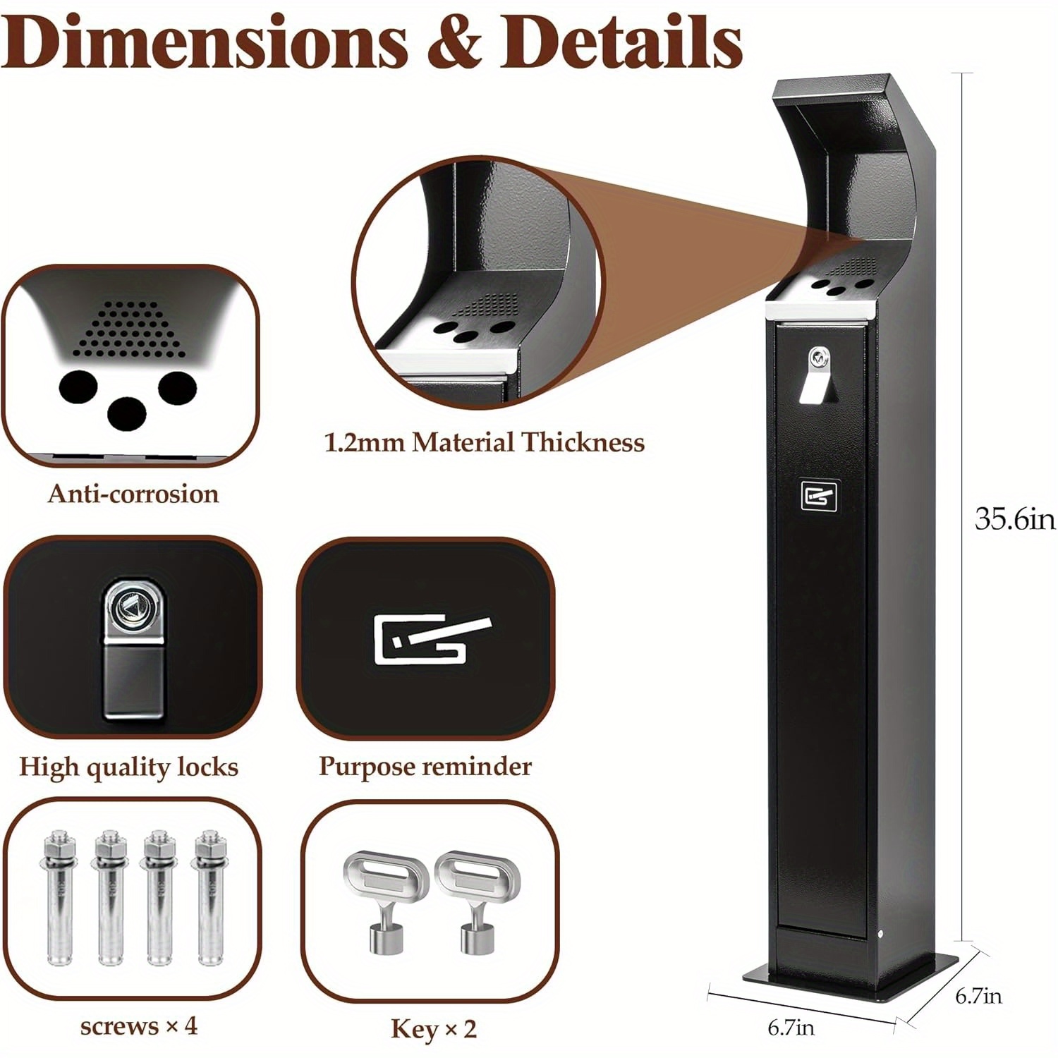 Cigarette Butt Receptacle For , Cigarette Butt Disposal, Ashtray For