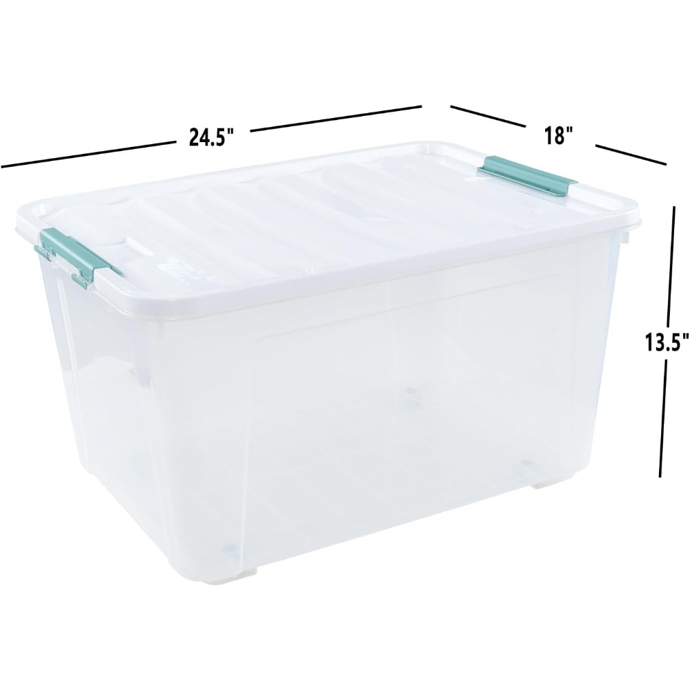 85 Large Clear Storage Boxes Wheels Plastic Latching Temu