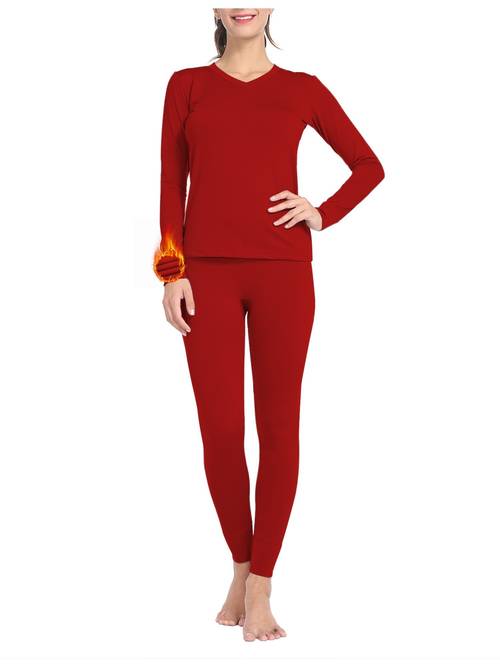 womens warm elegant underwear v neck long sleeve trousers suit