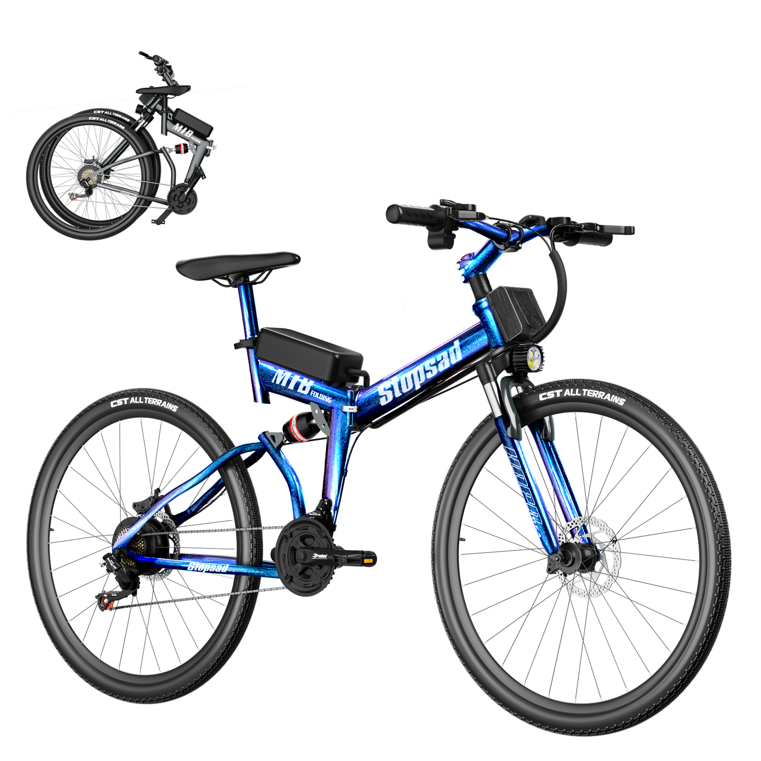 TEMU Foldable Electric Bike For Adults 500w Electric Mountain Bike 26'' Ebike 20mph Adult Electric Bicycles With 48v Removable Battery, Up To 50 Miles, &dual Shock Grey