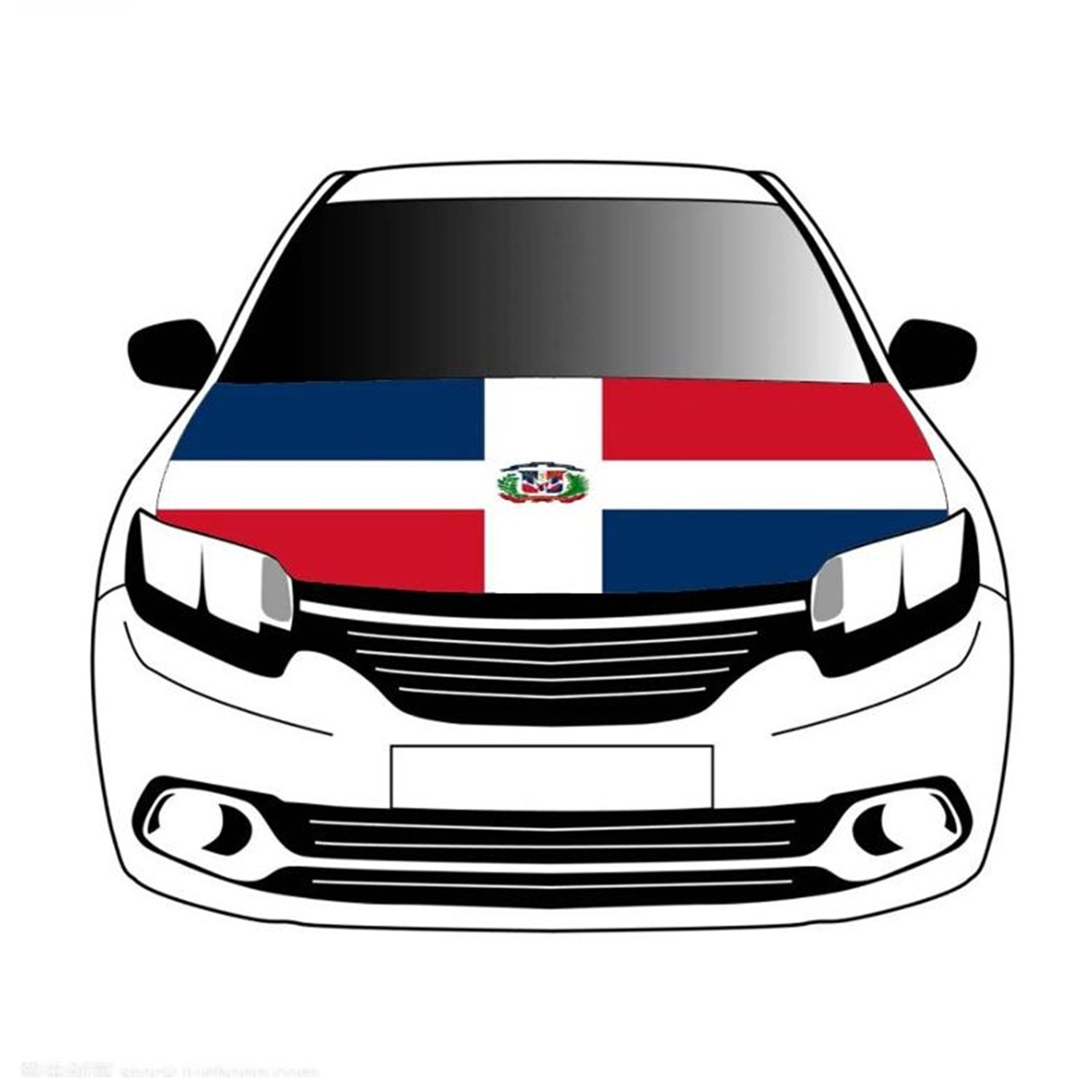 TEMU Dominican Car Hood Cover, Flag 4x5ft Car Bonnet Banner, Universal Fit, Polyester, Stretchable, Patriotic Automotive Hood Covers, Patriot Gifts
