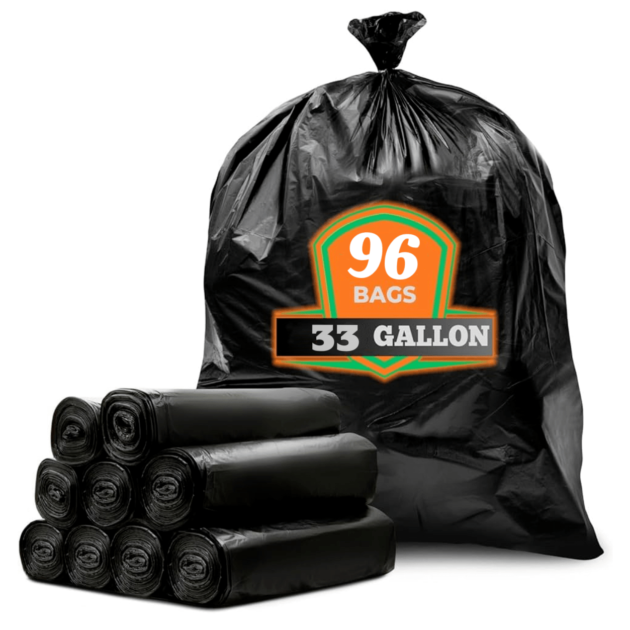 

Extra-large 33 Gallon 96bags Heavy-duty Black Trash Bags - Home, Hotel & Supermarket Use, Ideal For Leaves & Garbag