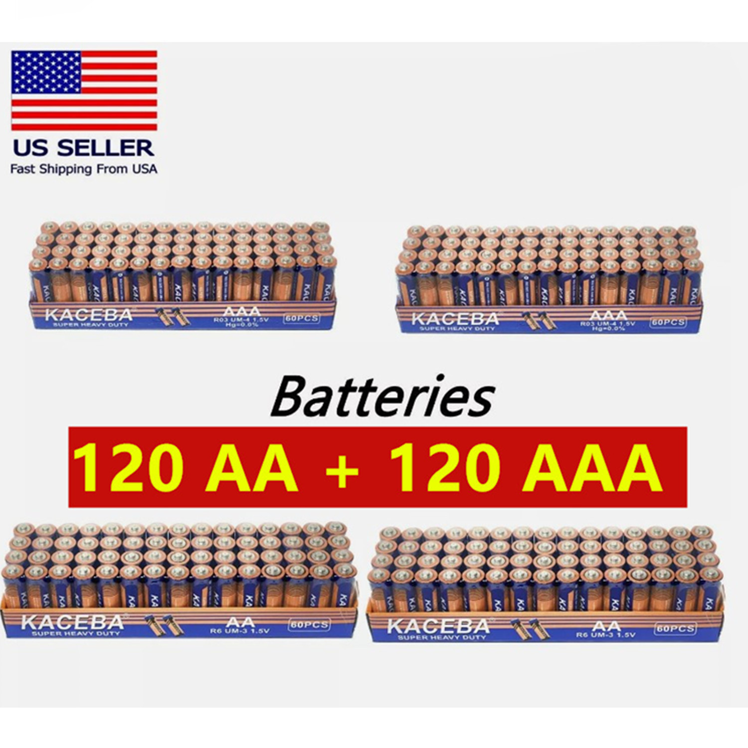 

120 Aa And 120 Aaa Batteries 1.5v. Wholesale Lot For Low Draining Electronics, Remote, Clock, Lamps