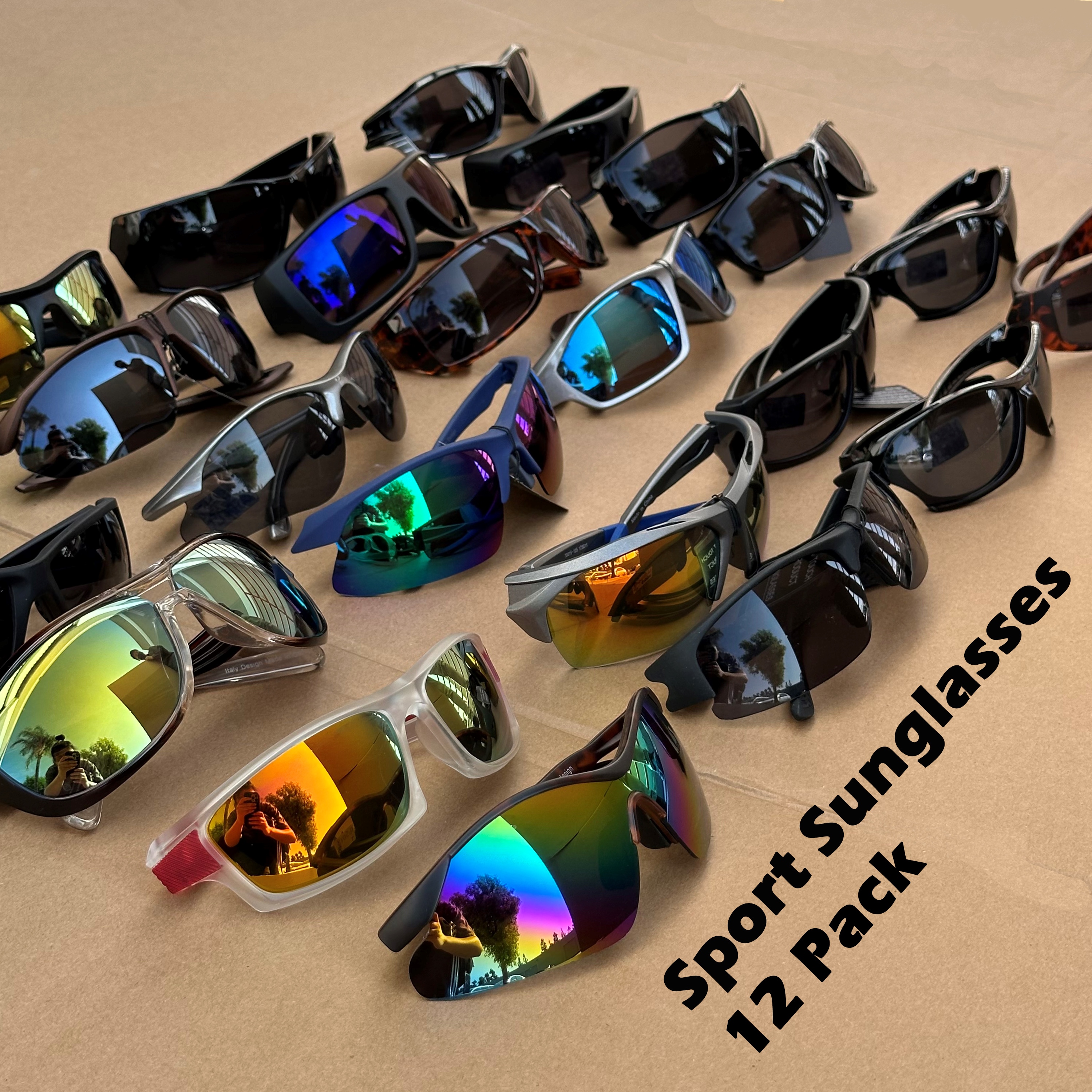 

12 Pairs Mixed Sport Sunglasses - Different Styles And Assorted Colors From Our Top Rated Collection Uv400