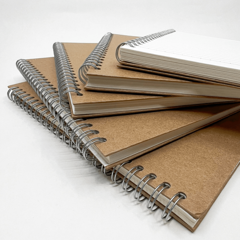 

4pcs B5 Kraft Spiral Notebook | Hard Cover Double-wire Metal Bound Journal Notebook | Blank Notebook 40 Sheets 80 Pages