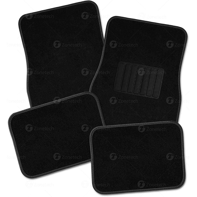 TEMU All Weather Carpet Vehicle Floor Mats- 4-piece Black Carpet Vehicle Floor Mats Plus Vinyl Heel Pad For Protection - Driver Seat, Seat And Rear Floor Mats