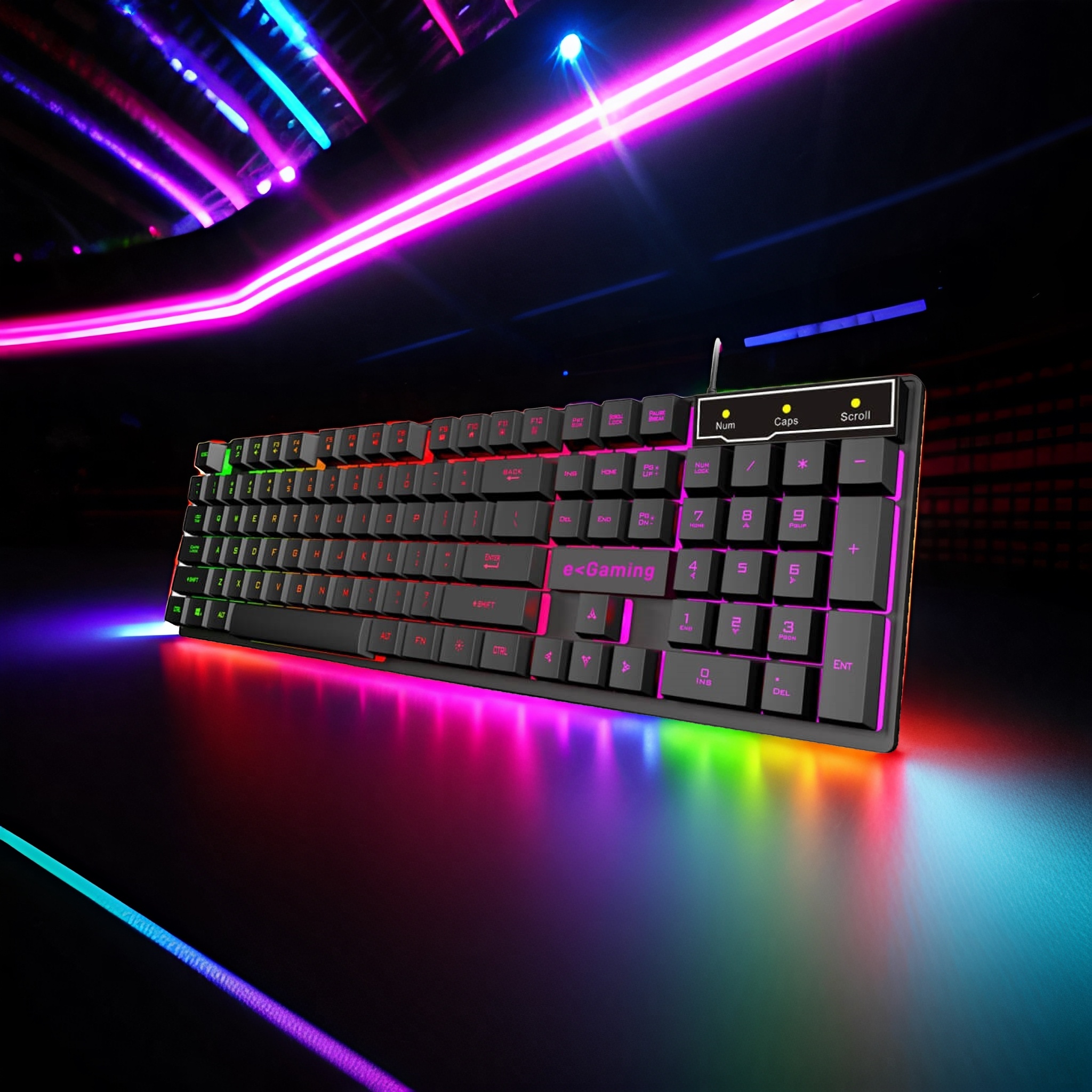 

Rgb Gaming Keyboard – Wired, , Quiet Mechanical , Full-size With Keypad For Pc Gamers & Office Use