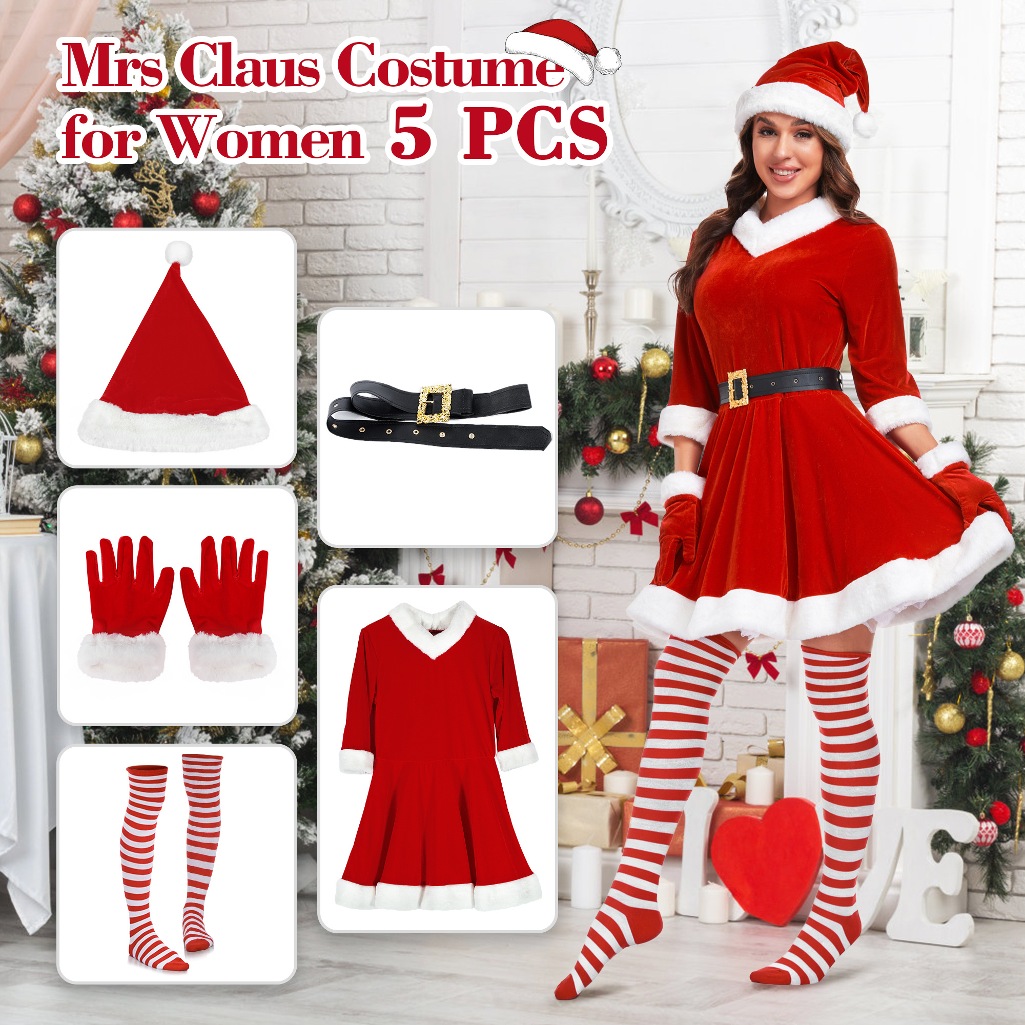 mrs claus costume women plus size outfit christmas adult Temu