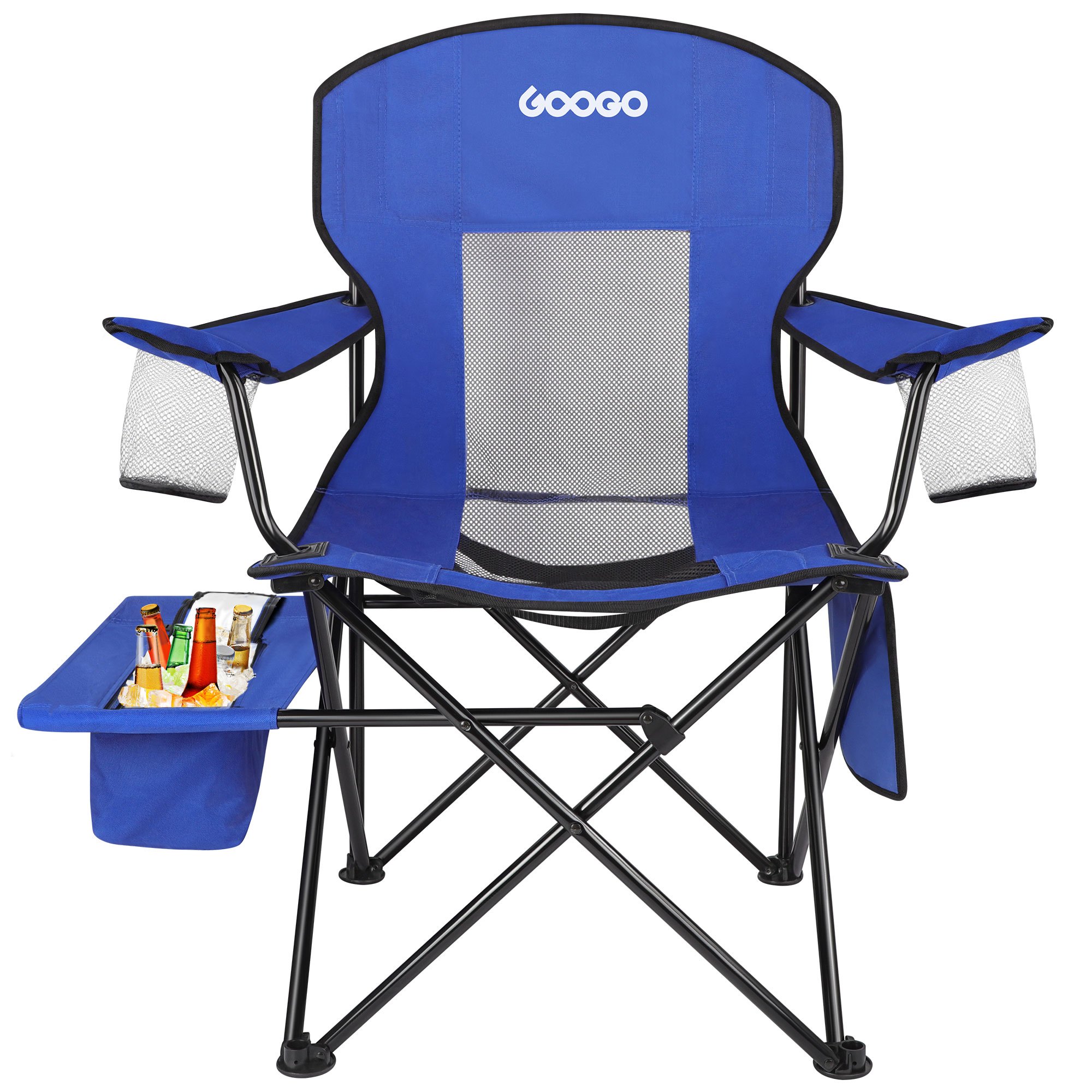 

Camping Chair Folding, Oversized Portable Lightweight Chair With Cooler, Cup Holder, Mesh Back Seat, Supports 300lbs, Collapsible With Carry Bag & Strap For Outdoor, Camp, Hiking