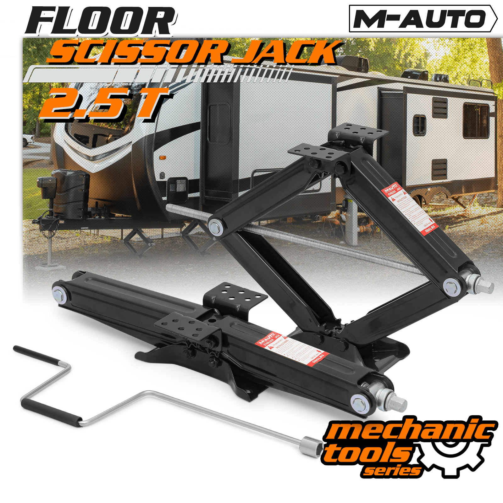 TEMU 2-piece 2.5 Ton Scissor Jack, 5000lbs Heavy Duty Floor Jack With Handle, Rv Trailer Leveling Scissor Jacks Set