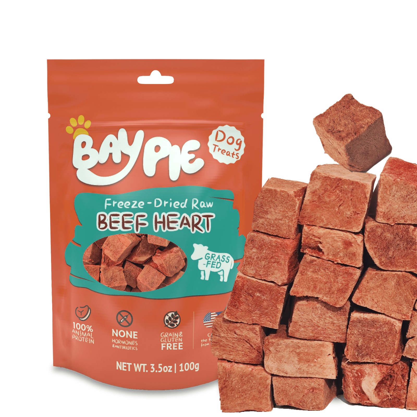 TEMU Baypie Freeze Dried Beef Hearts For , 3.5oz, Single Beef Treats Treats Dog Food