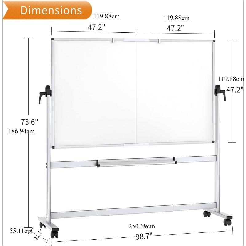 Double sided Mobile Whiteboard Rolling Dry Erase Temu