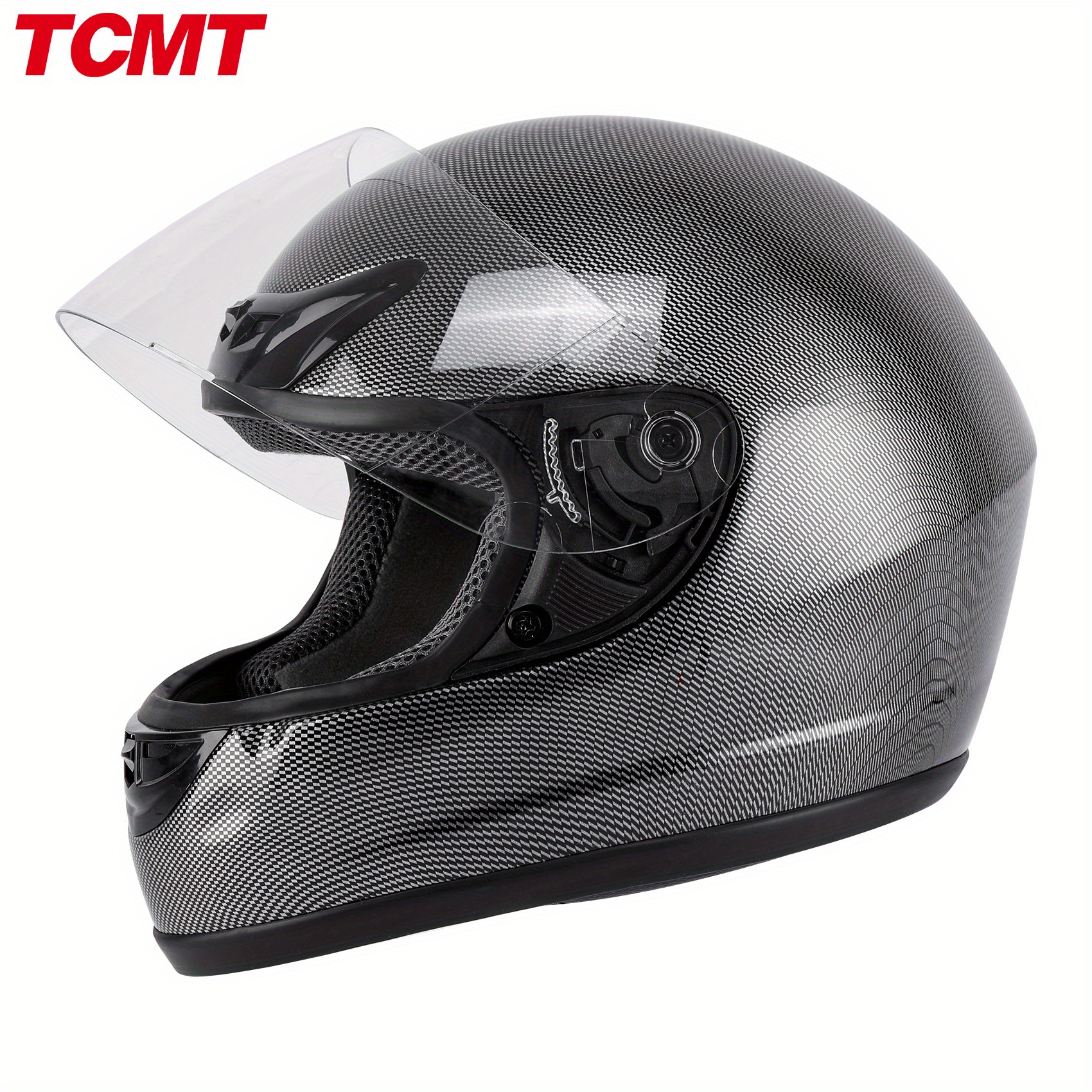 TEMU Tcmt Motorcycle Carbon Fiber Full Face Street Adult Helmet Dot Xl