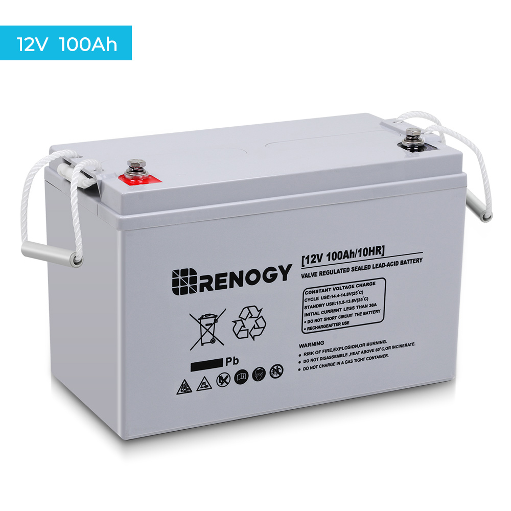 

Renogy Deep Cycle Agm 12 Volt 100ah/200ah Battery, 3% Self- Rate, 1100a Max Current, Safe Charge Appliances For Rv, Camping, Cabin, Marine And Off-, Maintenance-free