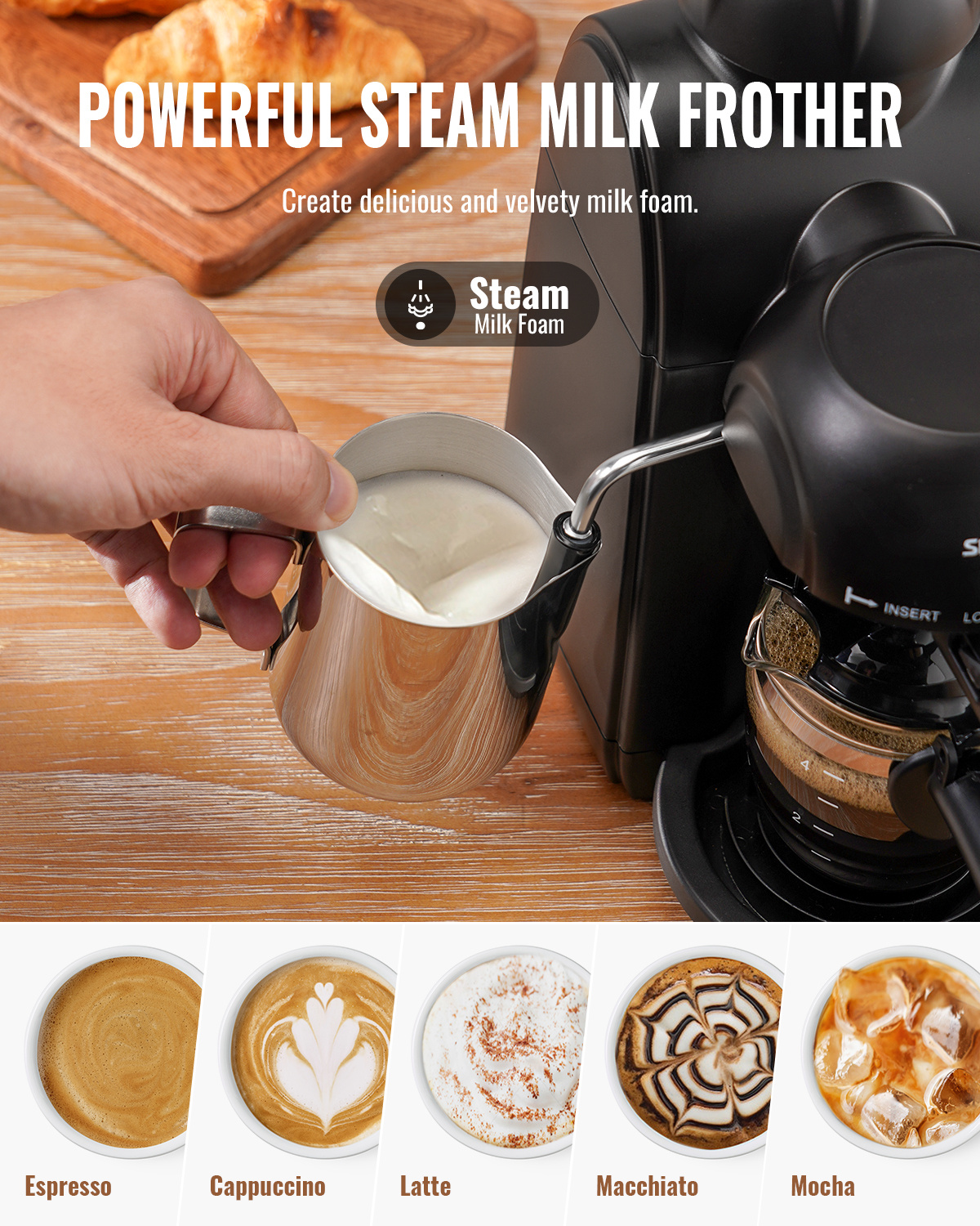 Espresso Machine Powerful Steamer Cappuccino Temu