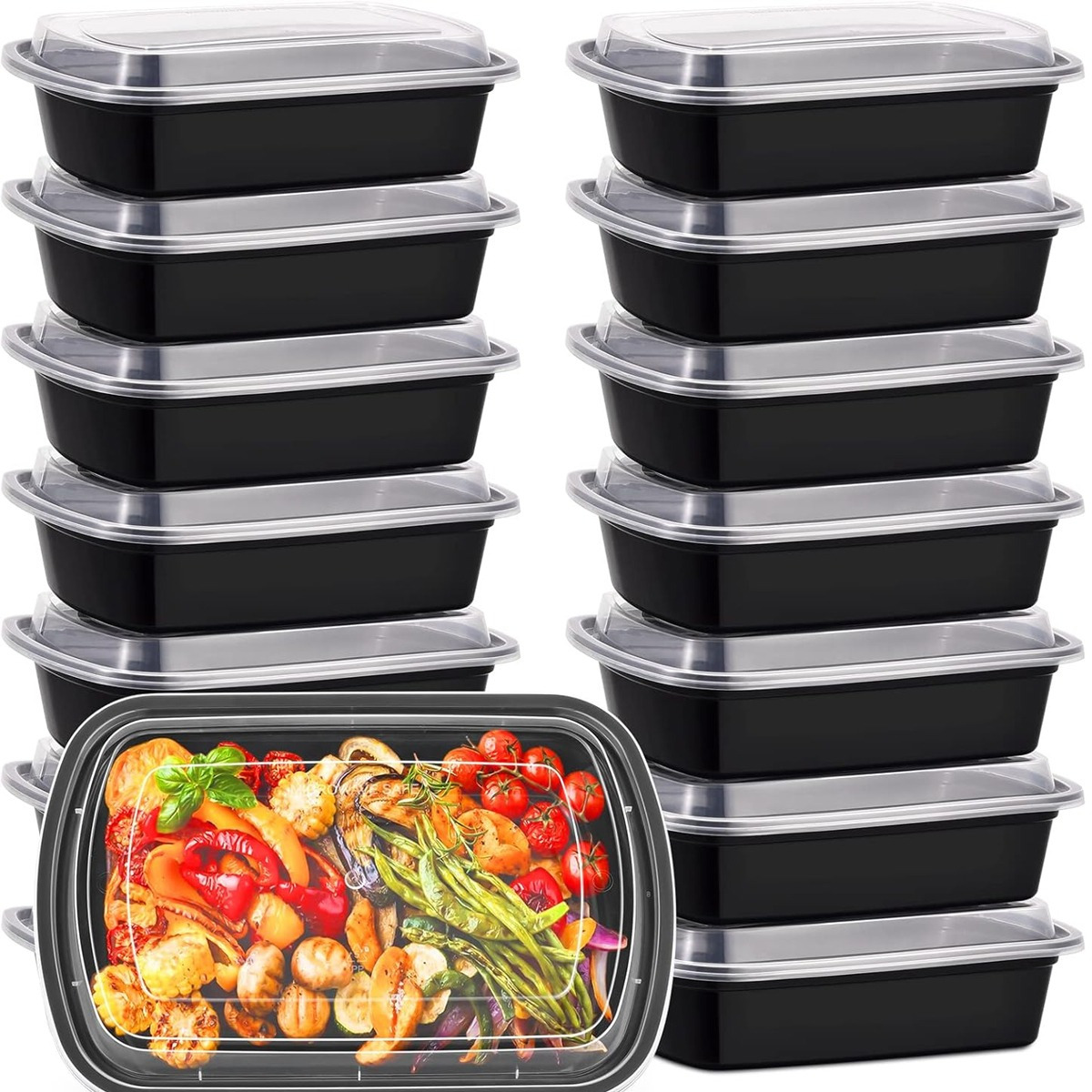 

Meal Preparation Container, Oversized Food Storage Container With Lid, Reusable Plastic, Disposable Bento Box, Stackable (10 Pack)