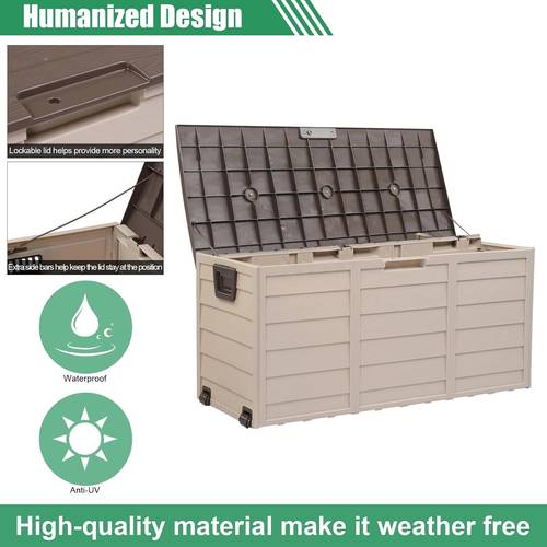 75 gallon resin outdoor deck box 75 gallon patio storage box with side handles lockable storage containers for patio furniture cushions pool accessories garden tools grey