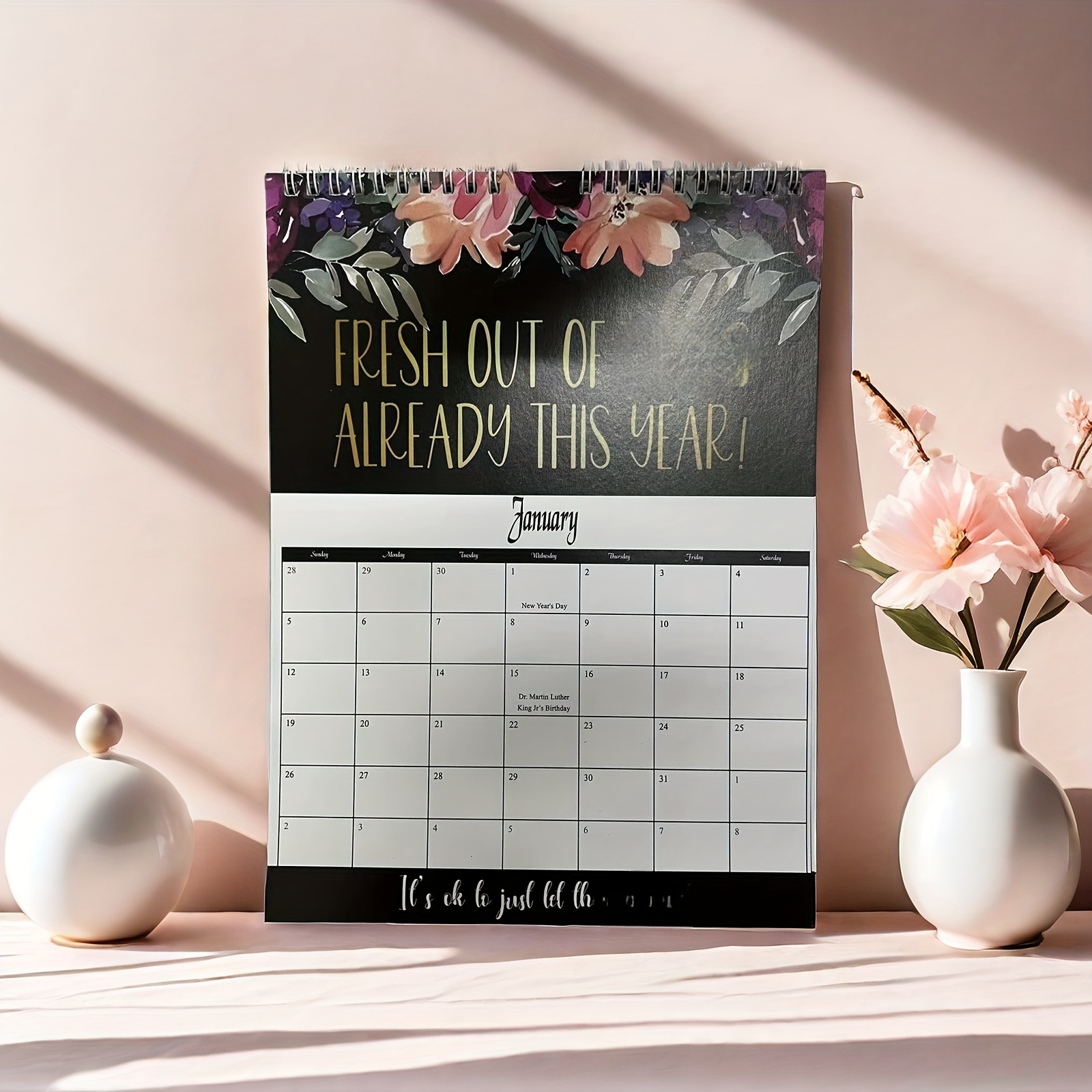 2025 floral wall calendar women laminated weekly monthly Temu