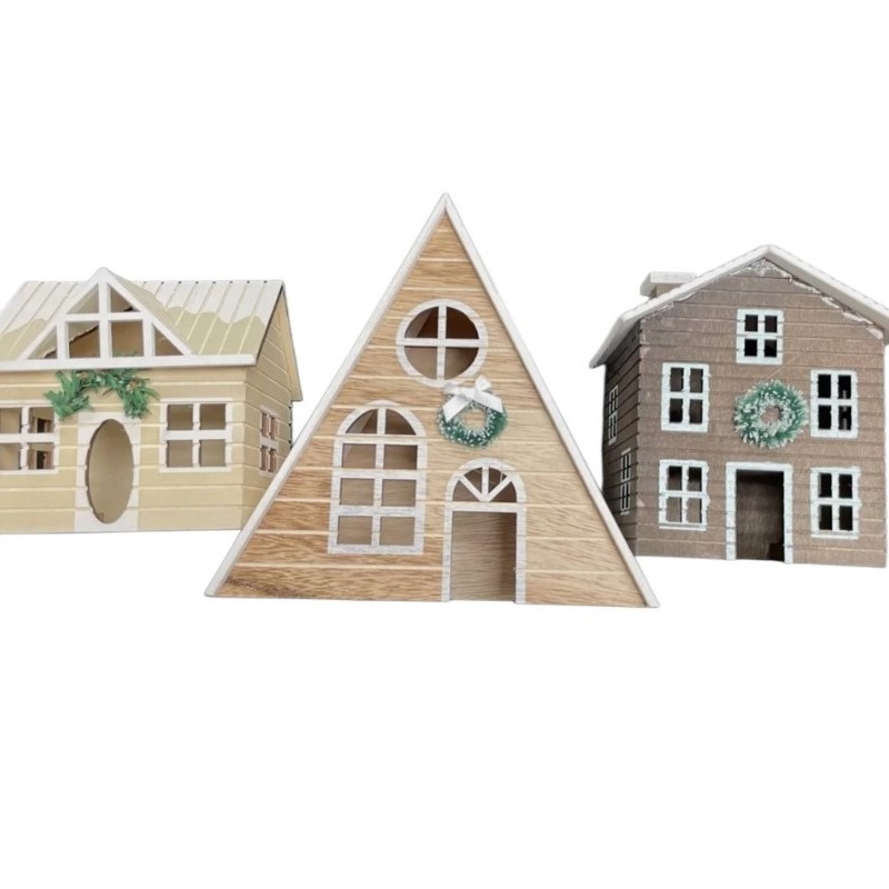 

Plywood Wooden Decorative Houses Christmas Pcs Set