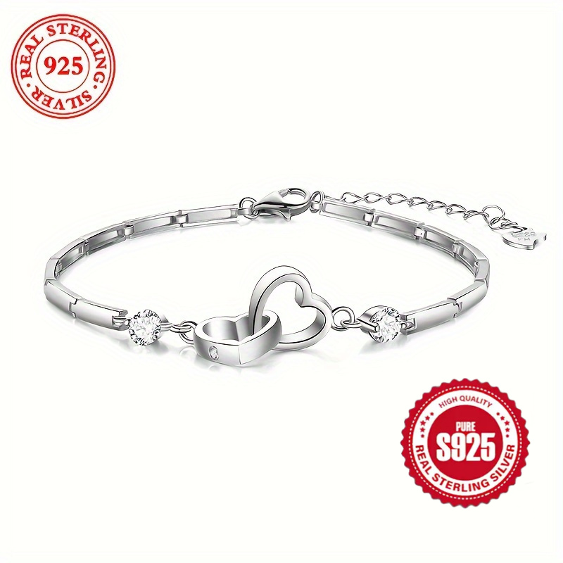 

Sterling Silver S925 Zircon Bracelet, Simple Elegant Fashion Ladies Chain, Valentine's Day Day Gift