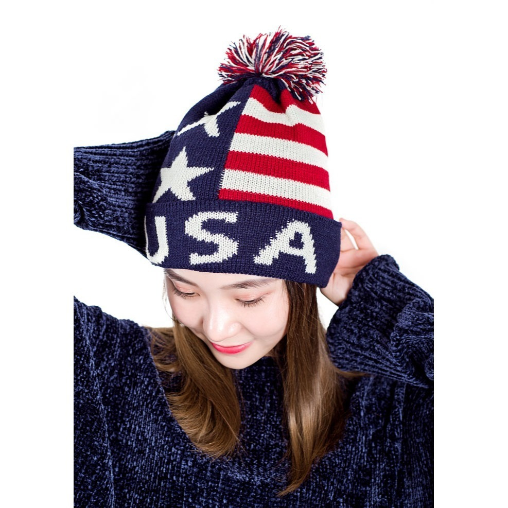 

Knitted American Flag Beanie / Usa Hat