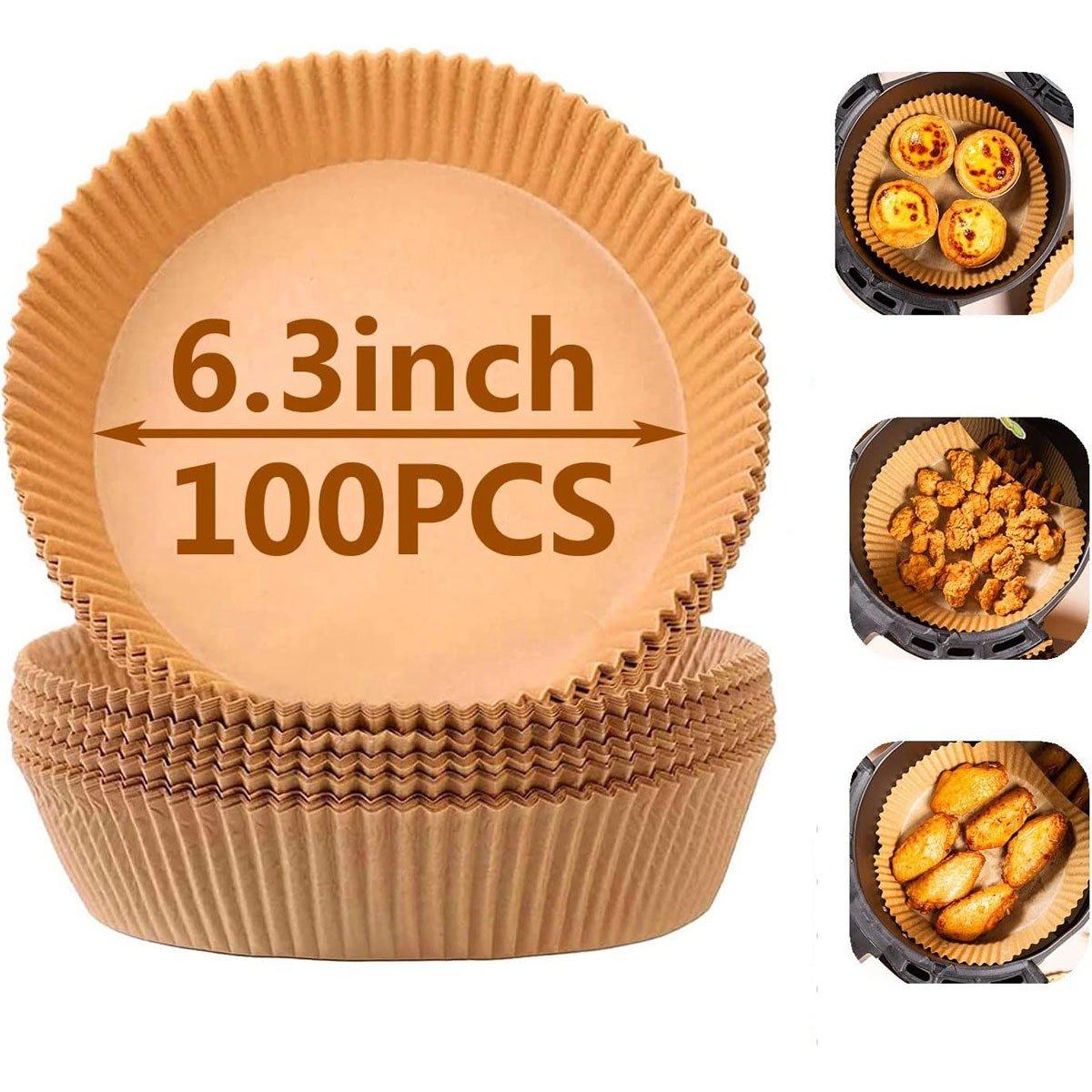 

Air Fryer Liner Round, 100pcs 6.3 Inch Disposable Liners For .9qt Air Fryer,unbleached Non-leak Airfryer Parchment Paper Liner