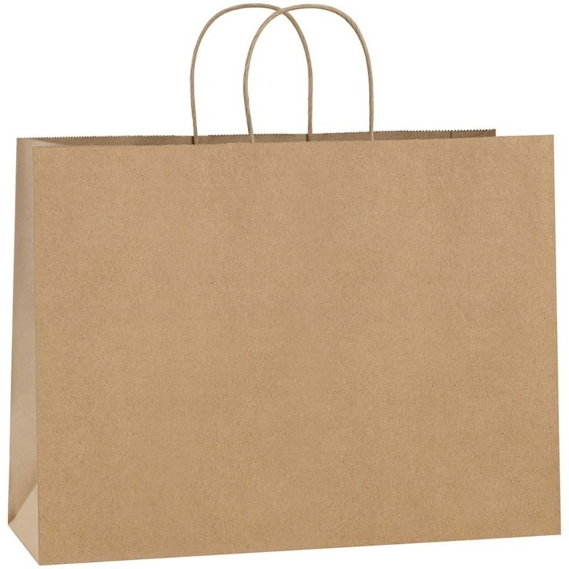 

250pcs 16x6x12 Brown Kraft Paper Bags With Handles, Large Shopping Bags Gift Bags Tote Bags For Small Business Retail Grocery Merchandise