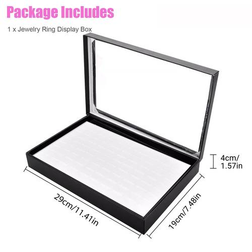 100 slot ring organizer box with transparent lid jewelry display box for studs earrings ring tray holder showcase