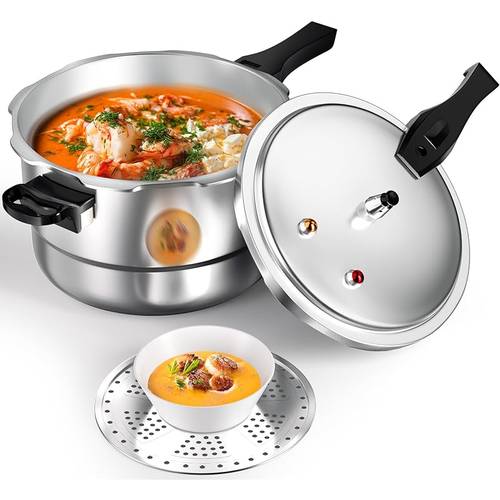 6qt aluminum pressure cooker w release valve multiple protective devices pressure canner compatible with gas induction cooker canner rack included