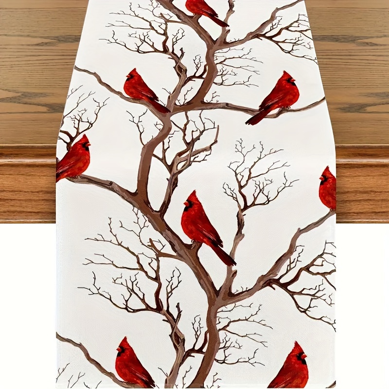 

1pcs Vintage Bird Branch Table Runner, Linen Rectangular Table Runner, Farmhouse Dining Room Decor, Home Kitchen Decoration, Holiday Party Supplies