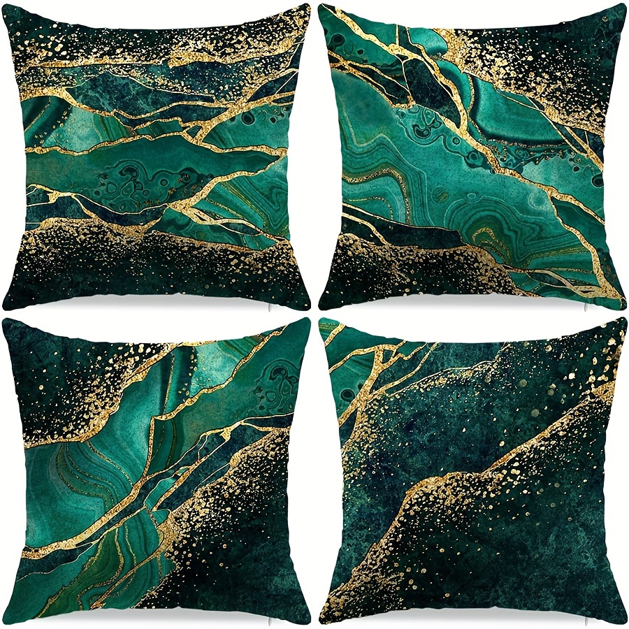 

4 Pieces Sofa Throw Pillow Covers Emerald And Green Decorative Pillow Covers Farmhouse Pillow Covers For Home Decor Living Room Sofa Couch Bedroom Car Pillow Covers