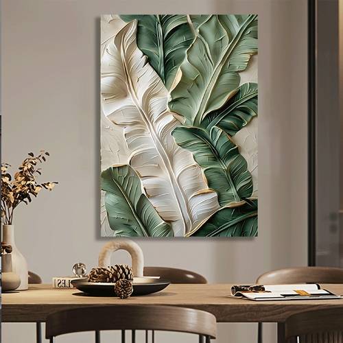 wooden frame 1 piece abstract canvas painting with tropical plant three dimensional texture living room bedroom canvas painting light room background wall painting studio art hanging painting thickness 1 2inch