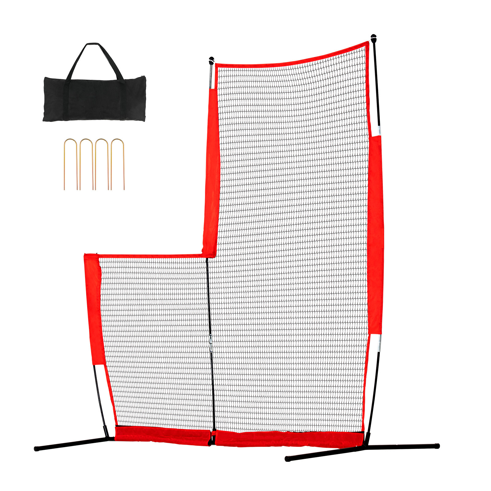 TEMU Vevor L Screen Baseball For Batting Cage, 7x7 Ft Baseball & Softball Safety Screen, Portable Batting Screen With Carry Bag & Ground Stakes,