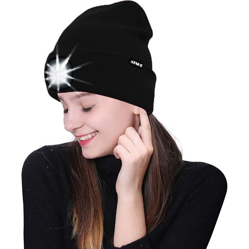 

1pcs Unisex Knit Hat With Led Light For Night , Stylish Winter Beanie Ideal For Hiking, Camping, Fishing, Hunting, Jogging, And Cold