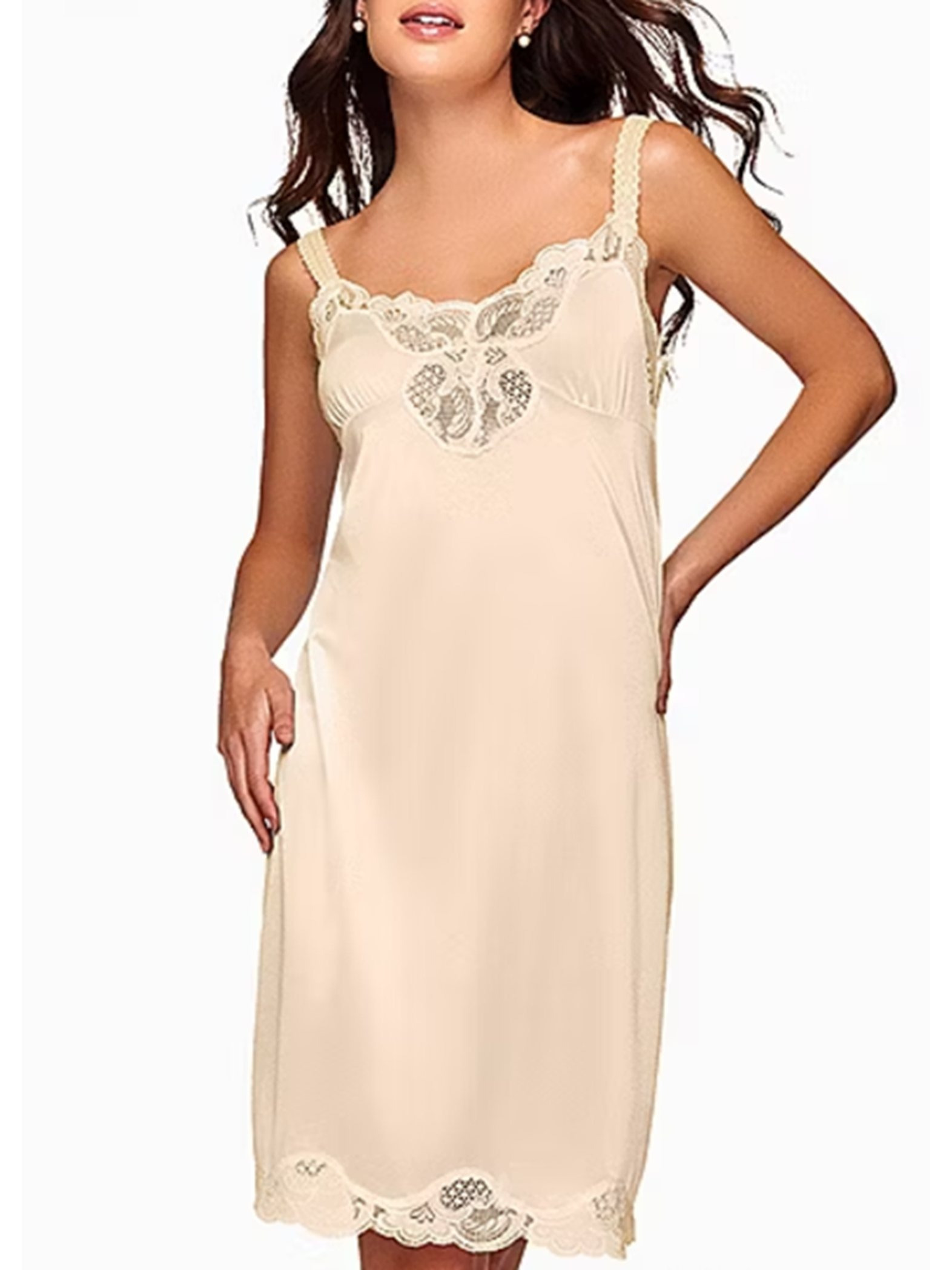 LADIES LACE TRIM FULL SLIP - Main Image